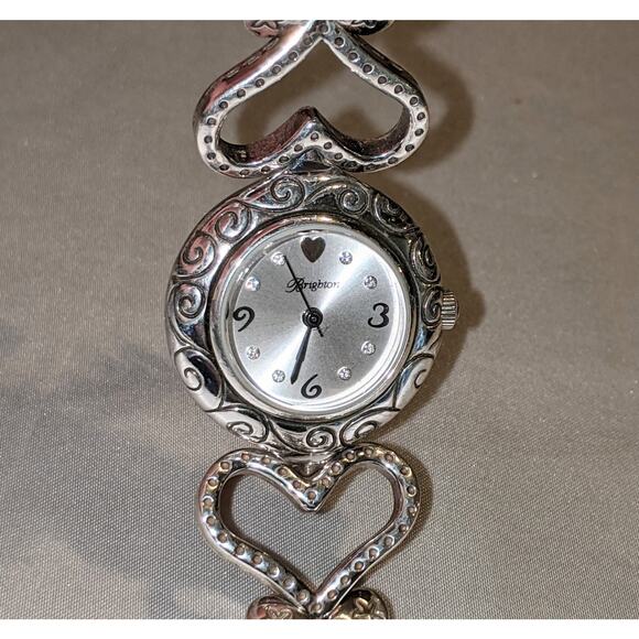 Vintage Brighton Lido Island Silver Plated Heart Link Quartz Watch Toggle Clasp - Picture 10 of 15